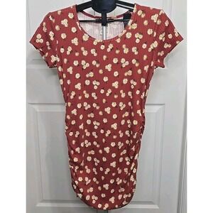 Lily Bleu Women's Large Dress Daisy Scoop Neck Side Ruched Tied